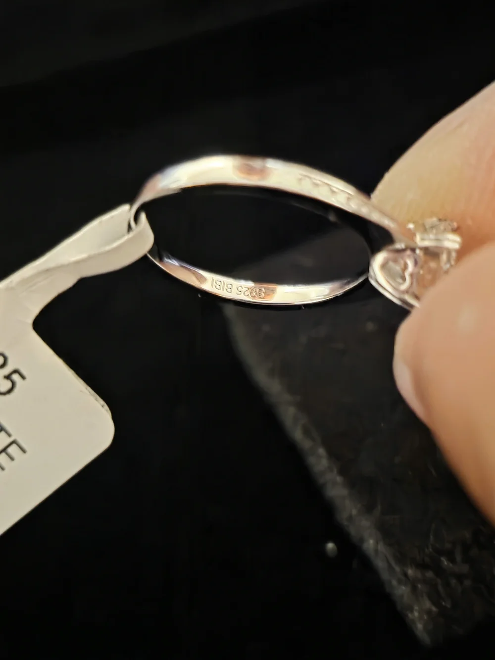 Sterling Silver & Moissanite Solitaire Engagement Ring with Heart Accent Sz6